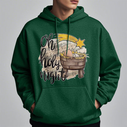 Colored Style Holy Night Cradle Nativity Scene Fleece Lined Polyester Hoodie