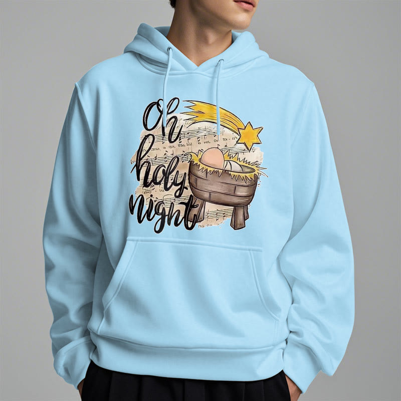 Colored Style Holy Night Cradle Nativity Scene Fleece Lined Polyester Hoodie