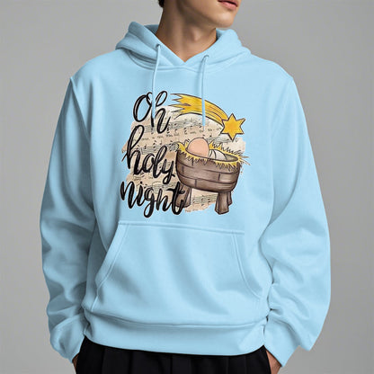 Colored Style Holy Night Cradle Nativity Scene Fleece Lined Polyester Hoodie