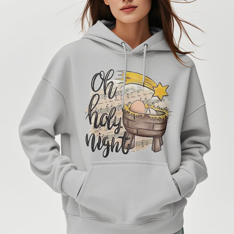 Colored Style Holy Night Cradle Nativity Scene Fleece Lined Polyester Hoodie