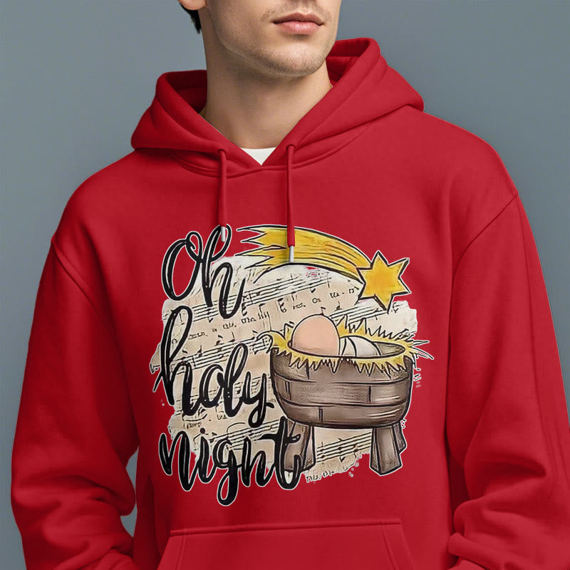 Colored Style Holy Night Cradle Nativity Scene Fleece Lined Polyester Hoodie