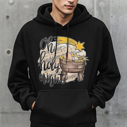 Colored Style Holy Night Cradle Nativity Scene Fleece Lined Polyester Hoodie