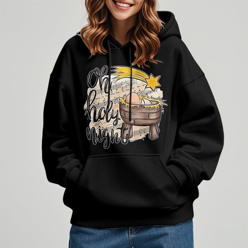 Colored Style Holy Night Cradle Nativity Scene Fleece Lined Polyester Hoodie