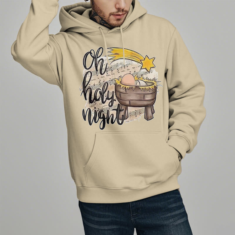 Colored Style Holy Night Cradle Nativity Scene Fleece Lined Polyester Hoodie