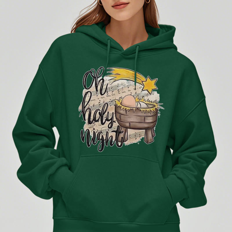 Colored Style Holy Night Cradle Nativity Scene Fleece Lined Polyester Hoodie