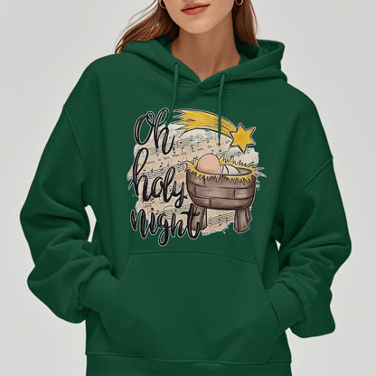 Colored Style Holy Night Cradle Nativity Scene Fleece Lined Polyester Hoodie