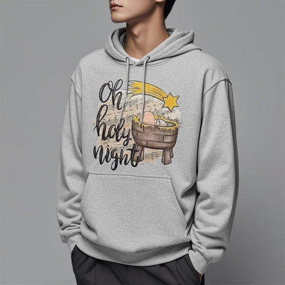 Colored Style Holy Night Cradle Nativity Scene Fleece Lined Polyester Hoodie