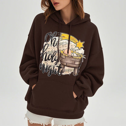 Colored Style Holy Night Cradle Nativity Scene Fleece Lined Polyester Hoodie