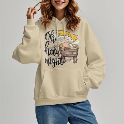 Colored Style Holy Night Cradle Nativity Scene Fleece Lined Polyester Hoodie