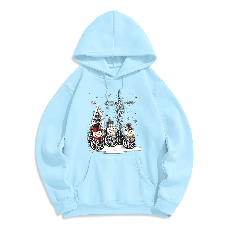 Colored Style Faith Hope Love Christmas Fleece Lined Polyester Hoodie