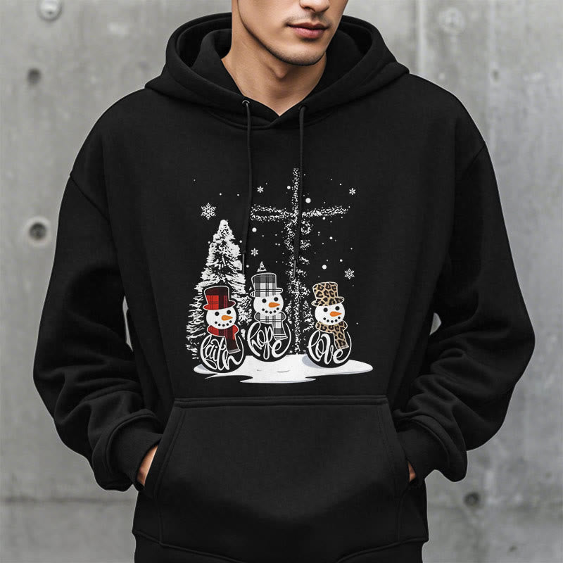 Colored Style Faith Hope Love Christmas Fleece Lined Polyester Hoodie