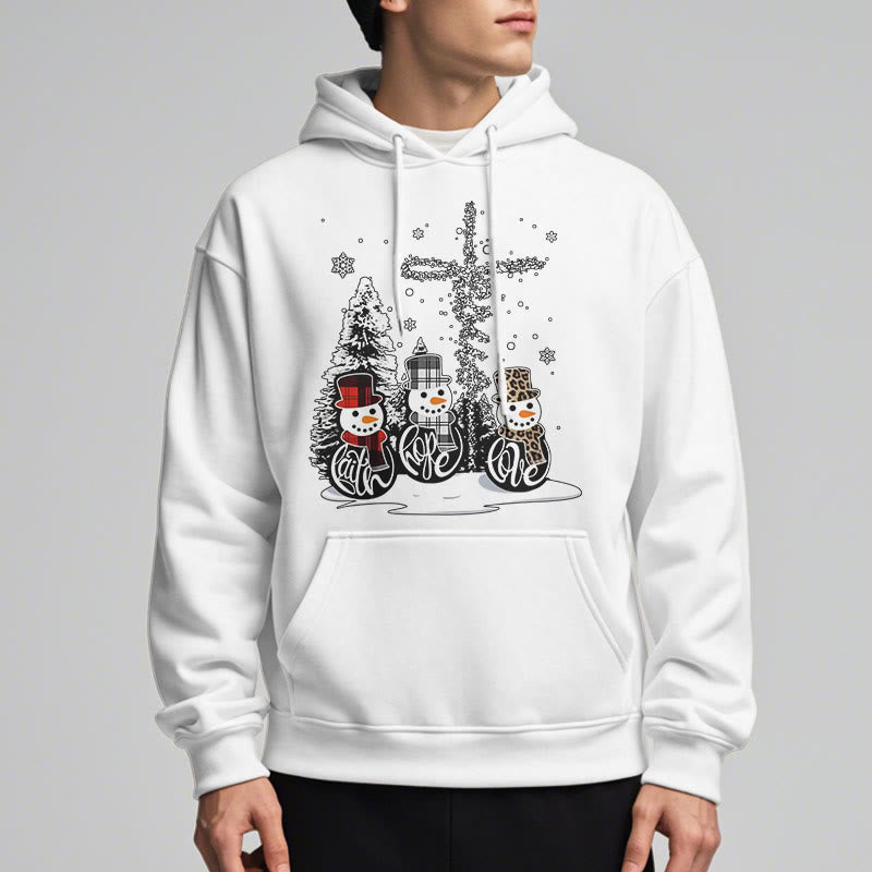 Colored Style Faith Hope Love Christmas Fleece Lined Polyester Hoodie