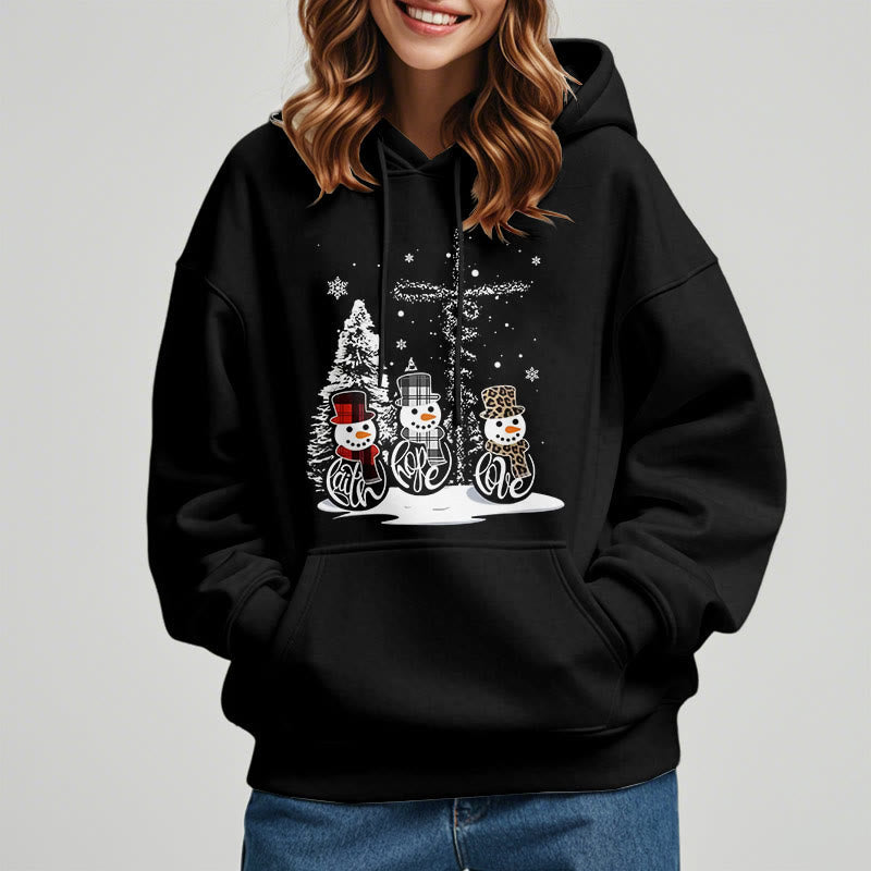 Colored Style Faith Hope Love Christmas Fleece Lined Polyester Hoodie