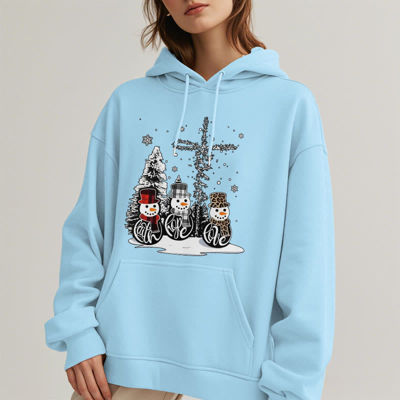 Colored Style Faith Hope Love Christmas Fleece Lined Polyester Hoodie