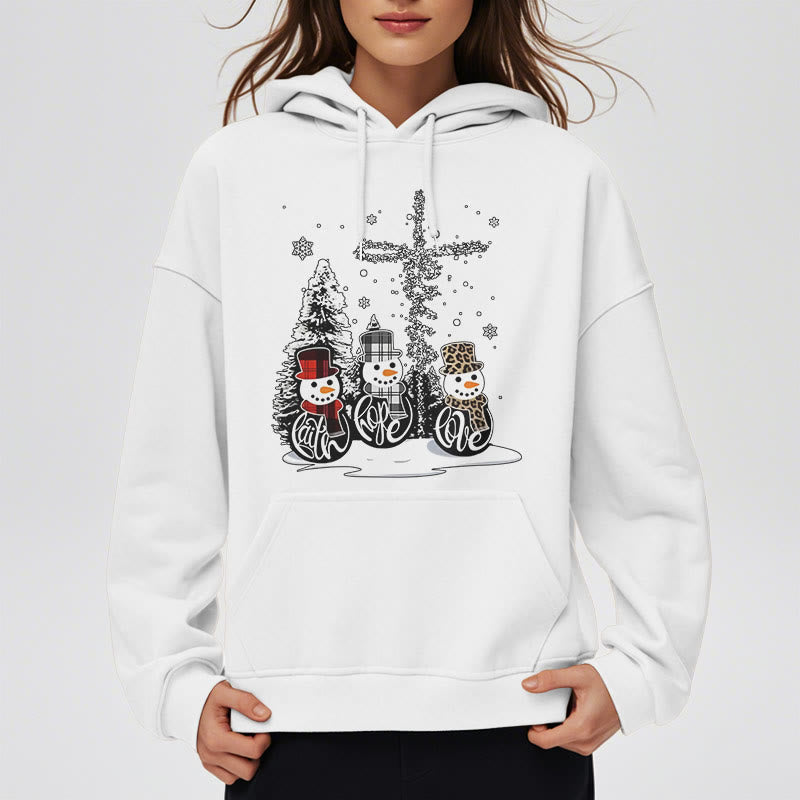 Colored Style Faith Hope Love Christmas Fleece Lined Polyester Hoodie