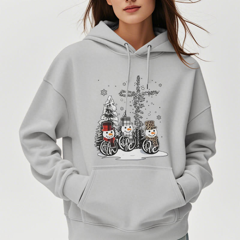 Colored Style Faith Hope Love Christmas Fleece Lined Polyester Hoodie