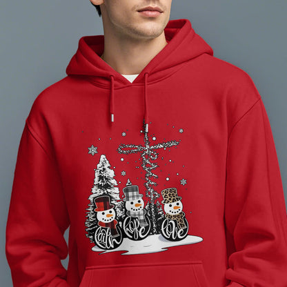 Colored Style Faith Hope Love Christmas Fleece Lined Polyester Hoodie