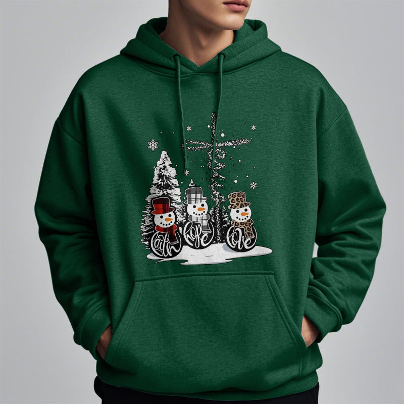 Colored Style Faith Hope Love Christmas Fleece Lined Polyester Hoodie