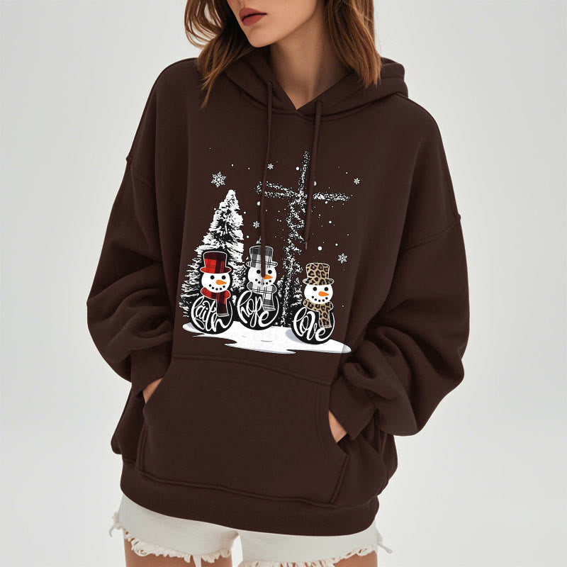 Colored Style Faith Hope Love Christmas Fleece Lined Polyester Hoodie