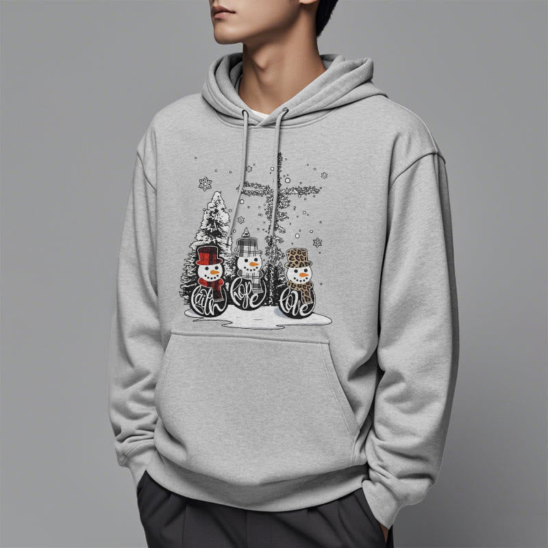 Colored Style Faith Hope Love Christmas Fleece Lined Polyester Hoodie