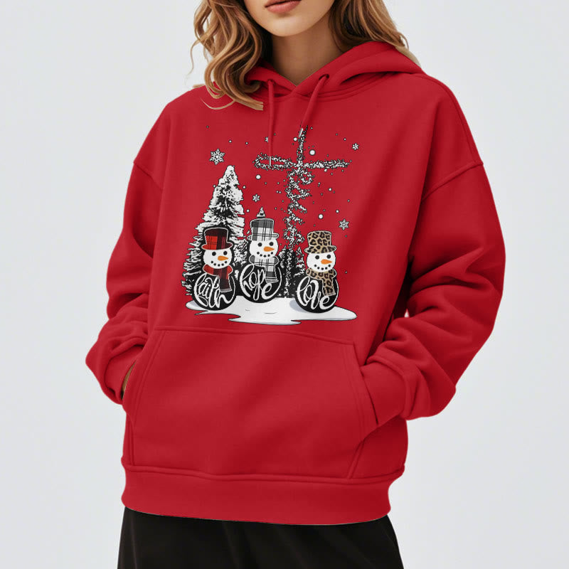 Colored Style Faith Hope Love Christmas Fleece Lined Polyester Hoodie