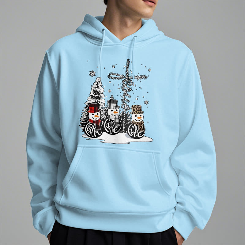 Colored Style Faith Hope Love Christmas Fleece Lined Polyester Hoodie
