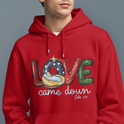 Colored Style Love Came Down Christmas Fleece Lined Polyester Hoodie