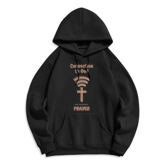 Modern Style Prayer Connection To God Fleece Lined Polyester Hoodie