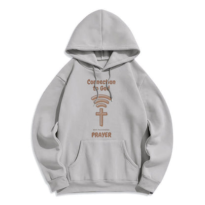Modern Style Prayer Connection To God Fleece Lined Polyester Hoodie