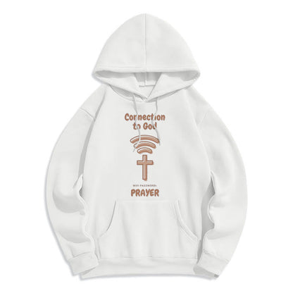 Modern Style Prayer Connection To God Fleece Lined Polyester Hoodie
