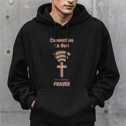 Modern Style Prayer Connection To God Fleece Lined Polyester Hoodie