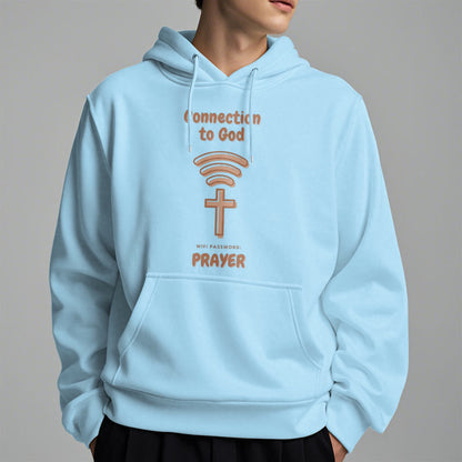Modern Style Prayer Connection To God Fleece Lined Polyester Hoodie