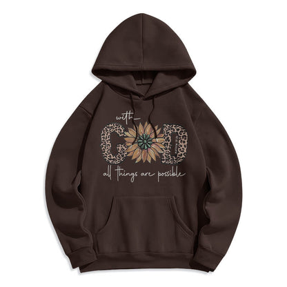 Quotation Style With God All Things Are Possible Fleece Lined Polyester Hoodie
