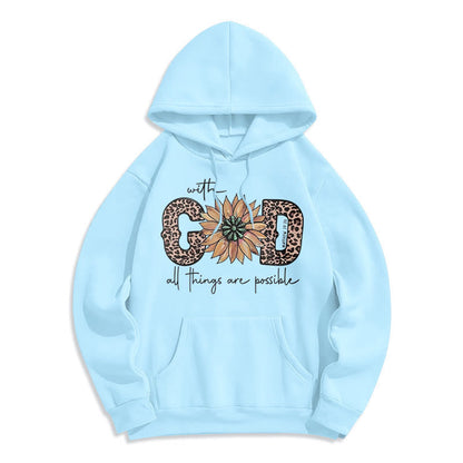 Quotation Style With God All Things Are Possible Fleece Lined Polyester Hoodie
