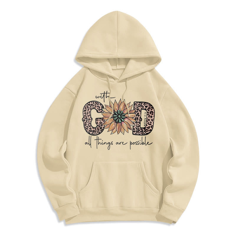 Quotation Style With God All Things Are Possible Fleece Lined Polyester Hoodie
