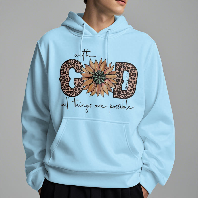 Quotation Style With God All Things Are Possible Fleece Lined Polyester Hoodie