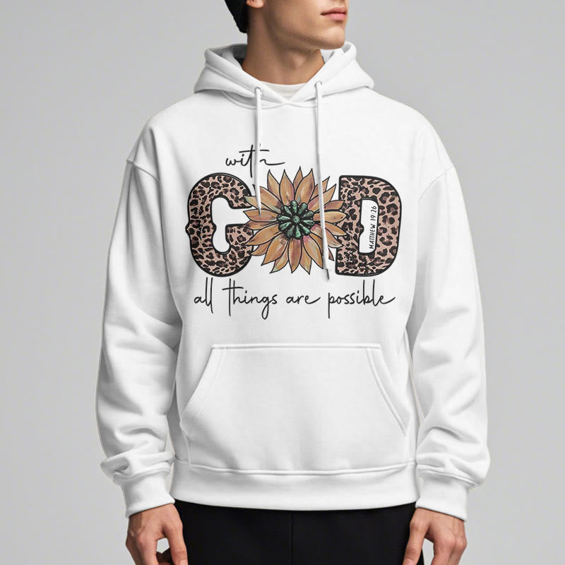 Quotation Style With God All Things Are Possible Fleece Lined Polyester Hoodie