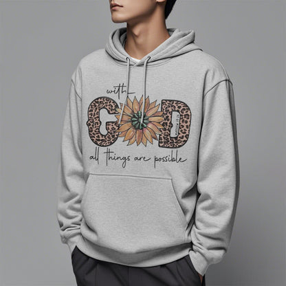 Quotation Style With God All Things Are Possible Fleece Lined Polyester Hoodie
