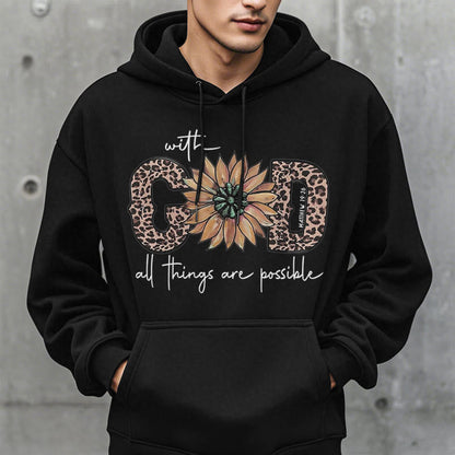Quotation Style With God All Things Are Possible Fleece Lined Polyester Hoodie