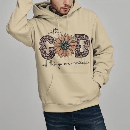 Quotation Style With God All Things Are Possible Fleece Lined Polyester Hoodie