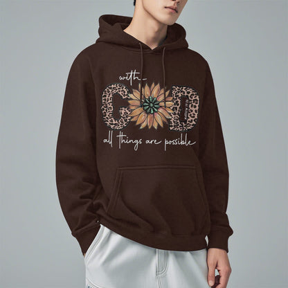 Quotation Style With God All Things Are Possible Fleece Lined Polyester Hoodie