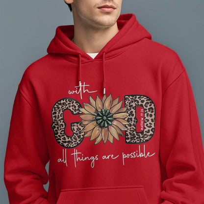 Quotation Style With God All Things Are Possible Fleece Lined Polyester Hoodie