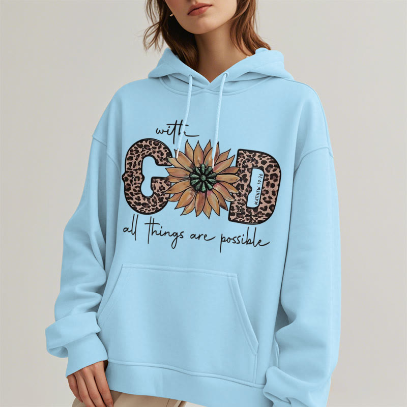 Quotation Style With God All Things Are Possible Fleece Lined Polyester Hoodie
