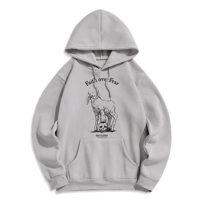 Quotation Style Faith Over Fear Lamb Fleece Lined Polyester Hoodie