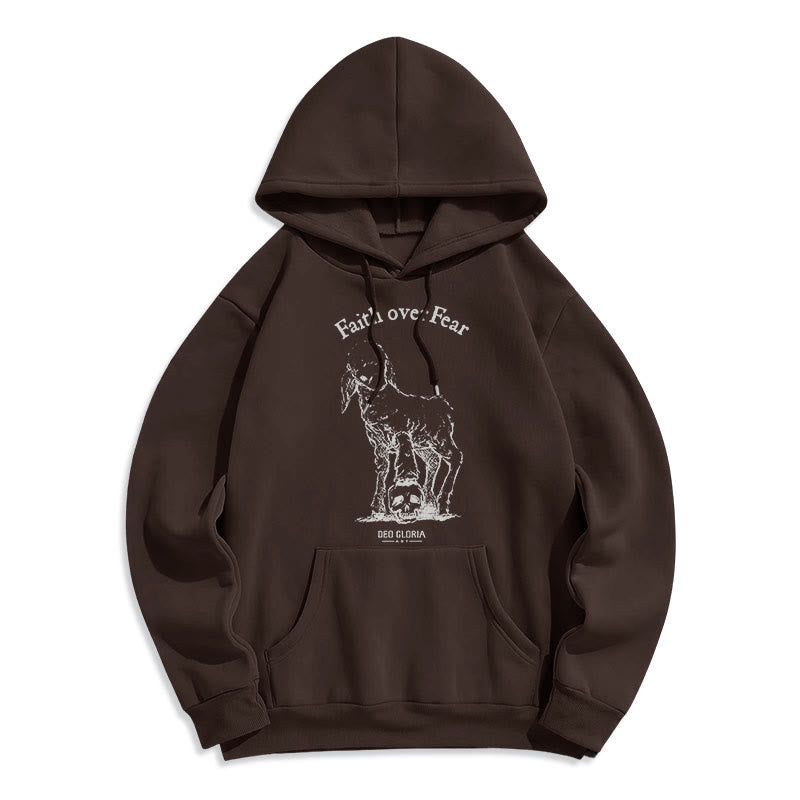 Quotation Style Faith Over Fear Lamb Fleece Lined Polyester Hoodie