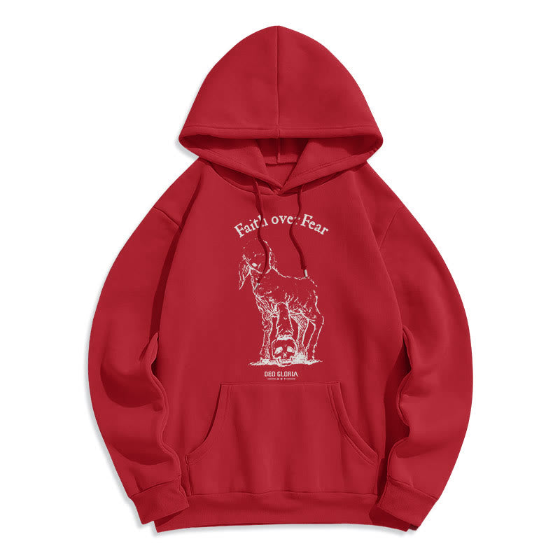Quotation Style Faith Over Fear Lamb Fleece Lined Polyester Hoodie