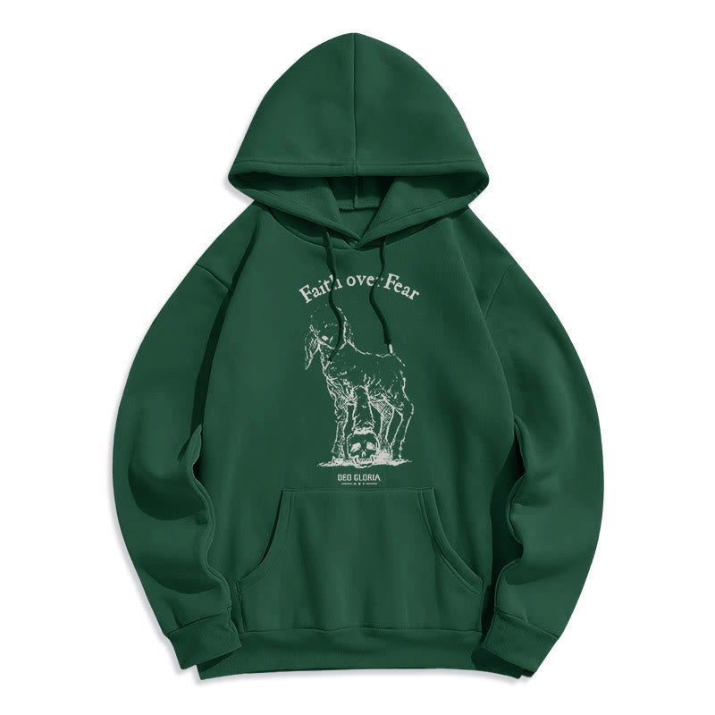 Quotation Style Faith Over Fear Lamb Fleece Lined Polyester Hoodie