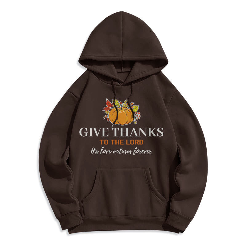 Modern Style Give Thanks to the Lord Pumpkin Fleece Lined Polyester Hoodie