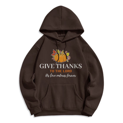 Modern Style Give Thanks to the Lord Pumpkin Fleece Lined Polyester Hoodie