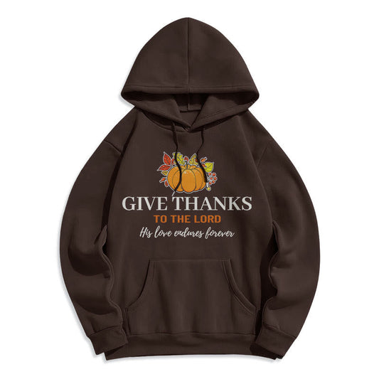 Modern Style Give Thanks to the Lord Pumpkin Fleece Lined Polyester Hoodie